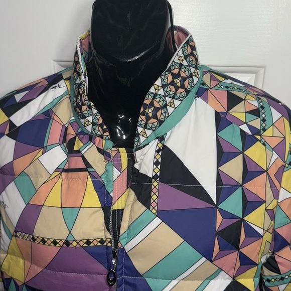 Emilio Pucci Firenze Colorful Abstract Nylon Bomber Jacket Winter Size I 36 US S - Picture 2 of 14